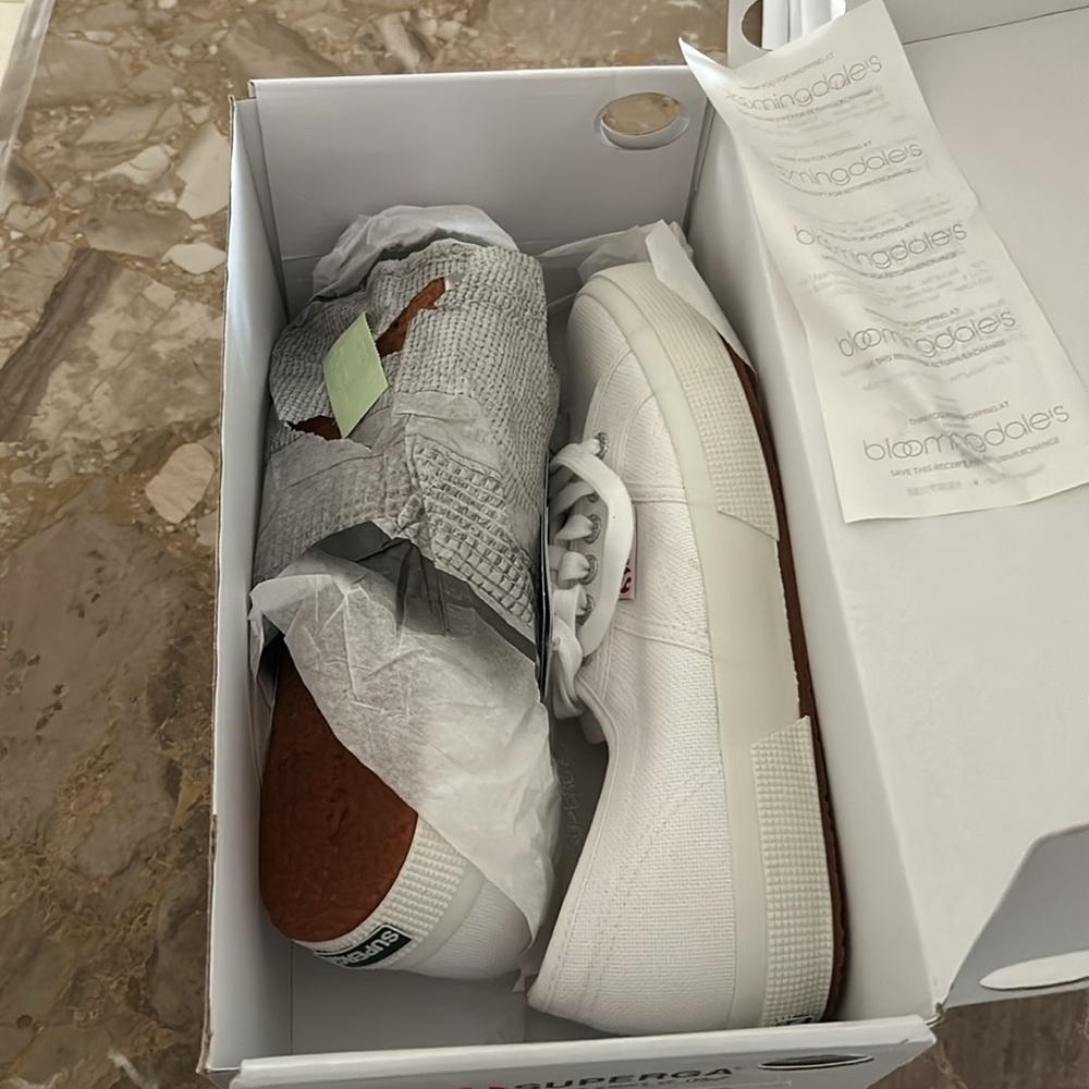 Brand new in box with tags Superga 2750 all white women’s 9.5